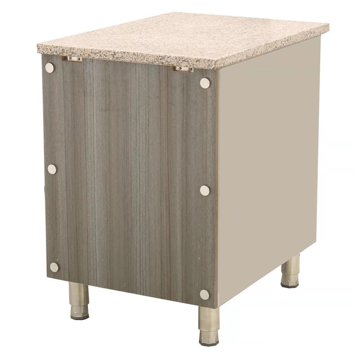 Skyrainbow Kassentisch aus Edelstahl, Granit rosa-grau, mit Holzverkleidung, 40 x 82