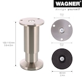 thumbnail of WAGNER Möbelfuß/Verstellfuß DESIGN - Ø 40/60 x 100-115 mm, Edelstahl-Optik, inkl. Anschraubplatte Ø 60 mm - 12037001