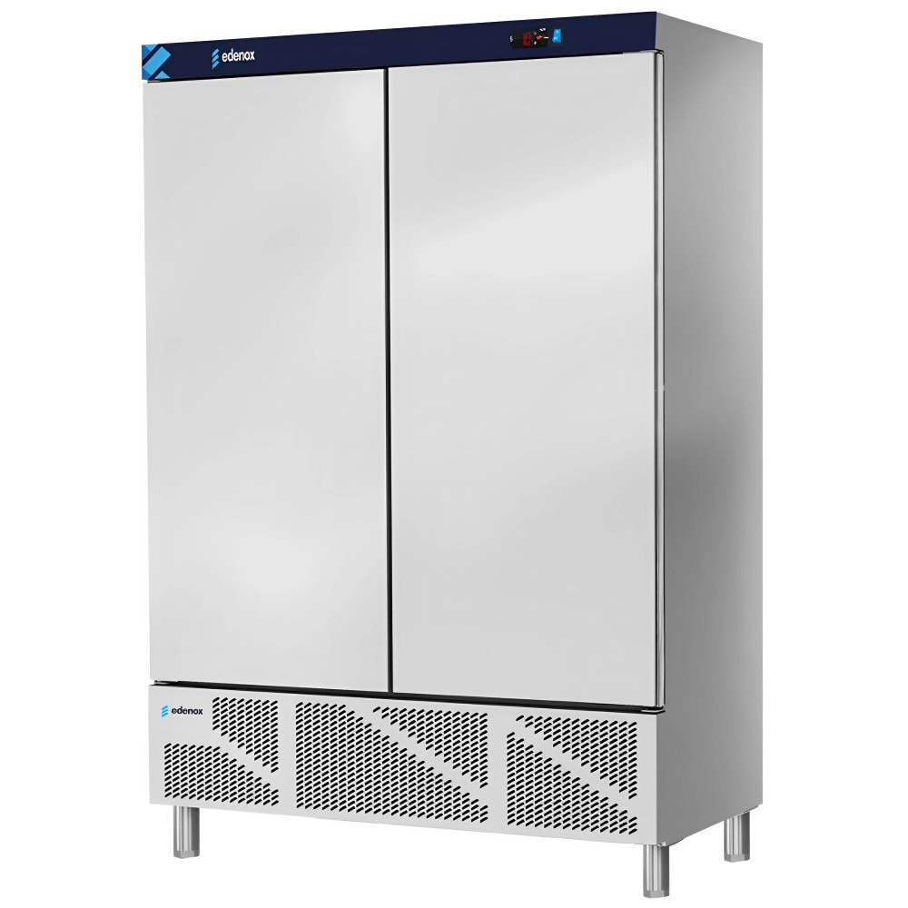 Nevera industrial de 2 puertas y 1200 litros para hostelería. Armario refrigerado profesional vertical INOX para bar y restaurante.