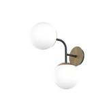 thumbnail of Applique Moderna Clear Metallo Nero E Ottone Vetro Bianco 2 Luci E27