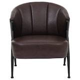 thumbnail of Décoshop26 - Fauteuil lounge club style vintage industriel coutures décoratives métal et simili cuir marron foncé 04_0008992
