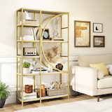 thumbnail of COSTWAY Estantería geométrica, estantería de oficina con estantes abiertos de madera y estructura metálica