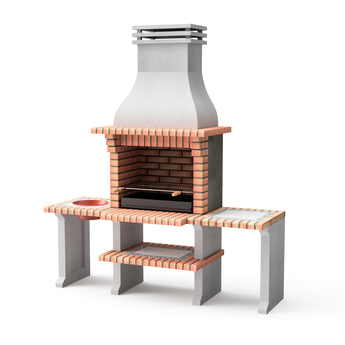 MF - Grillkamin Modell New Azores Plus XL (Grau, Orange - 210 x 81 x 250 cm) REF: 3509/5 - Für Außenbereich