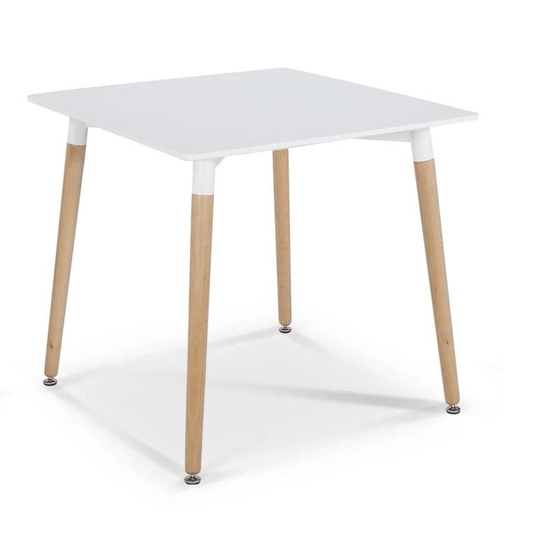 MF - Mesa de Cocina Modelo NURY  (SU) - Fabricada en Madera, Tapa de Madera Lacada en Blanco 80 x 80 cms -