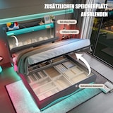thumbnail of Merax Doppelbett 140 x 200CM Polsterbett – Kopfteil mit LED und Ablageflächen, extra Stauraum unten, mit Lattenrost, USB-Anschlüsse, grau