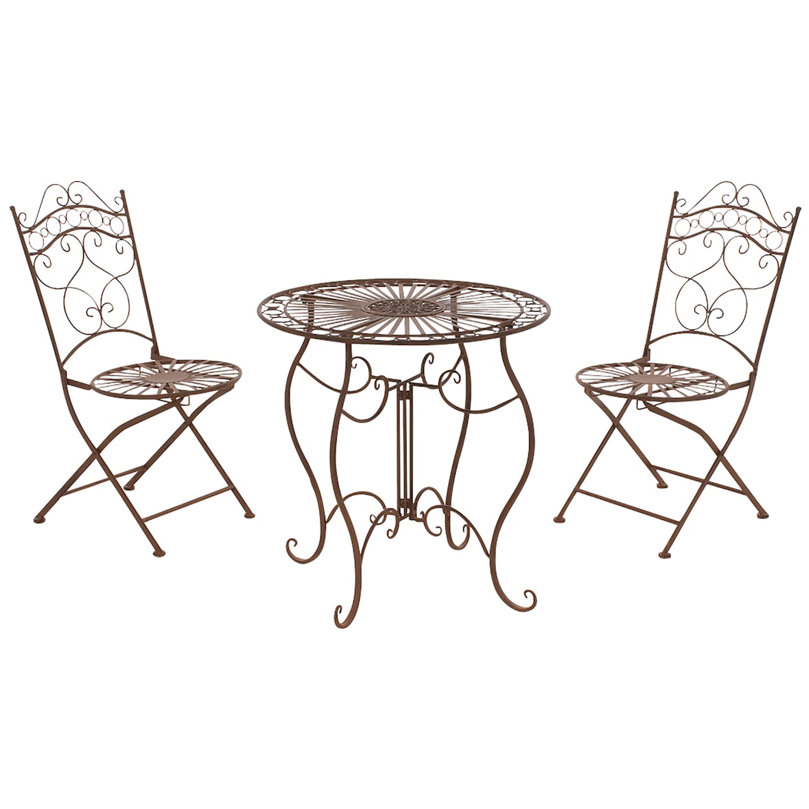 Set da Giardino Indra Tavolo + 2 Sedie antico marrone