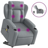 thumbnail of vidaXL Elektrischer Massagesessel mit Aufstehhilfe Hellgrau Stoff