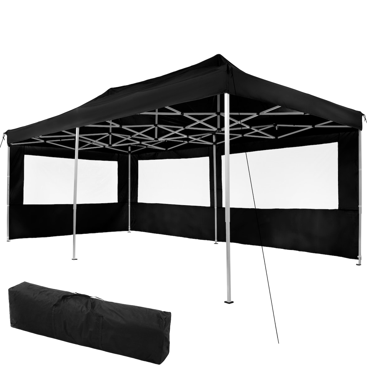 tectake Gazebo pieghevole Viola 3x6 m con 2 elementi laterali - nero - 403159