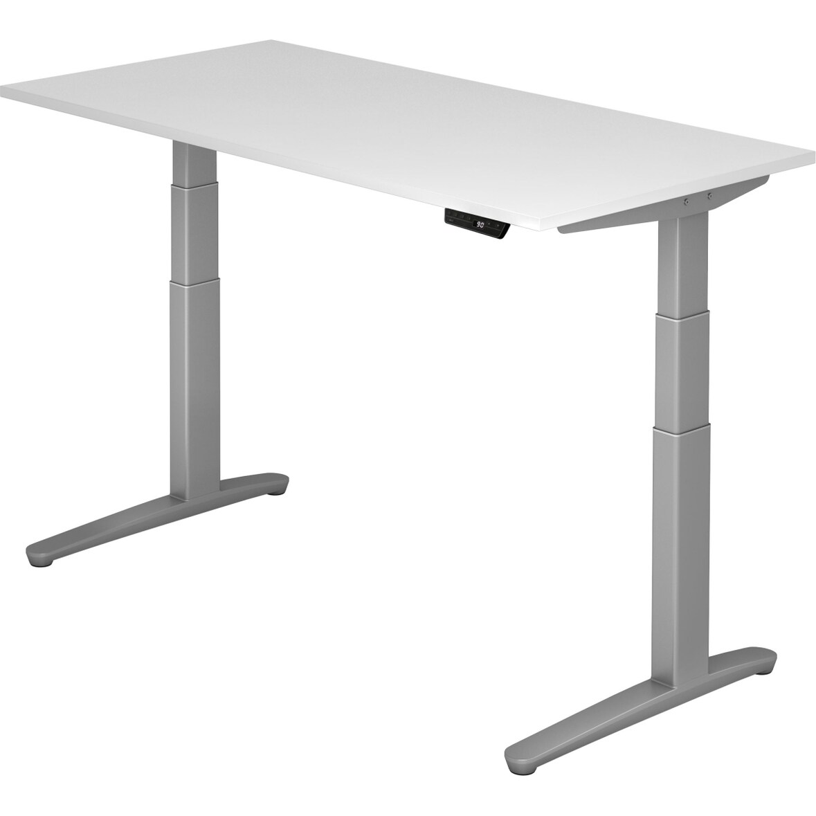 Sitz-Steh-Schreibtisch elektrisch 160x80cm Weiß/silber