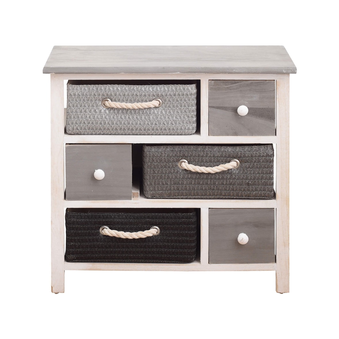 Rebecca Mobili Cassettiera Mobile bagno Shabby 6 Cassetti Moderno 53x56x27