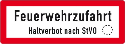 Schild I Hinweisschild Feuerwehrzufahrt Haltverbot., Aluminium RA0, reflektierend, 594x210mm, DIN 4066, nach StVO