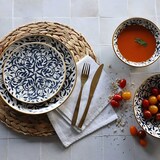 thumbnail of Novastyl - Lot 6 assiettes creuses héraclée 20cm en grès décor bleu