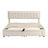 thumbnail of Merax Hydraulisches Polsterbett 180x200 Stauraumbett Doppelbett aus Samt mit Höhenverstellbares Kopfteil & 2 Schubladen & Lattenrost Beige