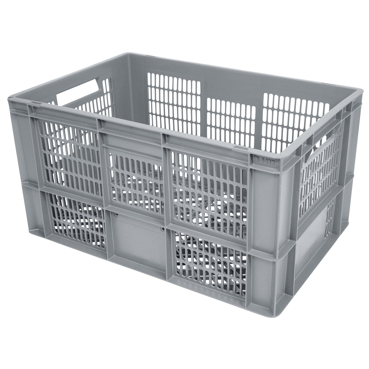 METRO Professional Eurobox, PP, 60 x 40 x 32 cm, 60 L, 20 kg, perforiert, stapelbar, mit Handgriff, grau