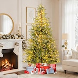 thumbnail of COSTWAY Árbol de Navidad artificial de 210 cm con luces, abeto con 300 luces LED multicolores, 11 modos y 678 ramas de PE, verde.