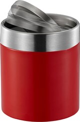 thumbnail of PROREGAL Schön geformter Tischabfallbehälter mit Flachschwingdeckel | 1,5 Liter, HxØ 13,8x12cm | Edelstahl / Rot