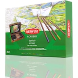 thumbnail of Caixa de madeira Derwent com 35 peças (contém: lápis de esboço, lápis de cor, lápis de aguarela e um caderno de esboços).