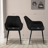 thumbnail of 2er Set Esszimmerstuhl NIVER - Stoff Schwarz 52x63x82 cm | Essstühle Esszimmerstühle Küchenstühle Wohnzimmerstühle