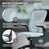 thumbnail of ML-Design Bürostuhl ergonomisch Blau, Mesh, Kopfstütze, Armlehnen, Lendenstütze, Wippfunktion, Drehstuhl mit Rollen, Computerstuhl Chefsessel