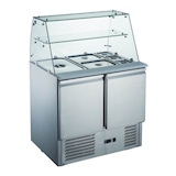 thumbnail of Banco Frigo Saladette espositivo con Vetro dritto e Mensola intermedia - Acciaio Inox - 2 porte - 90x70x85h cm