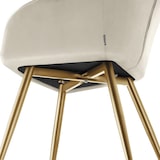 thumbnail of tectake Eetkamerstoel Marilyn, fluweellook, gecapitonneerd - creme/goud, per stuk - 405725