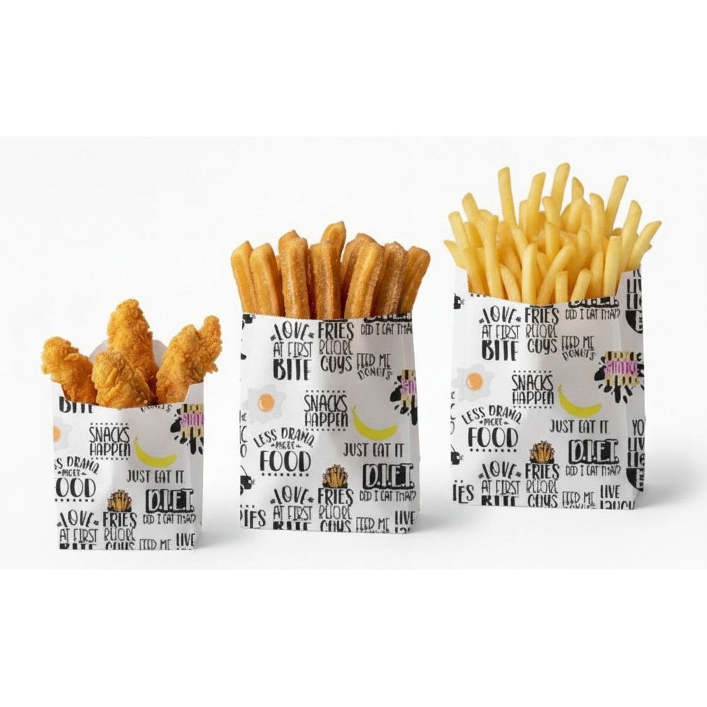 HOSTELBIO Bolsa papel pollo asado/churros "Fast Food" 19x8x35cm | 1000 uds
