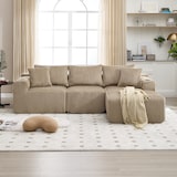 thumbnail of Merax Modulares Cord-Sofa Set – 2-Sitzer mit Chaiselongue, 5 Kissen, Seitentaschen & Getränkehalter, Khaki