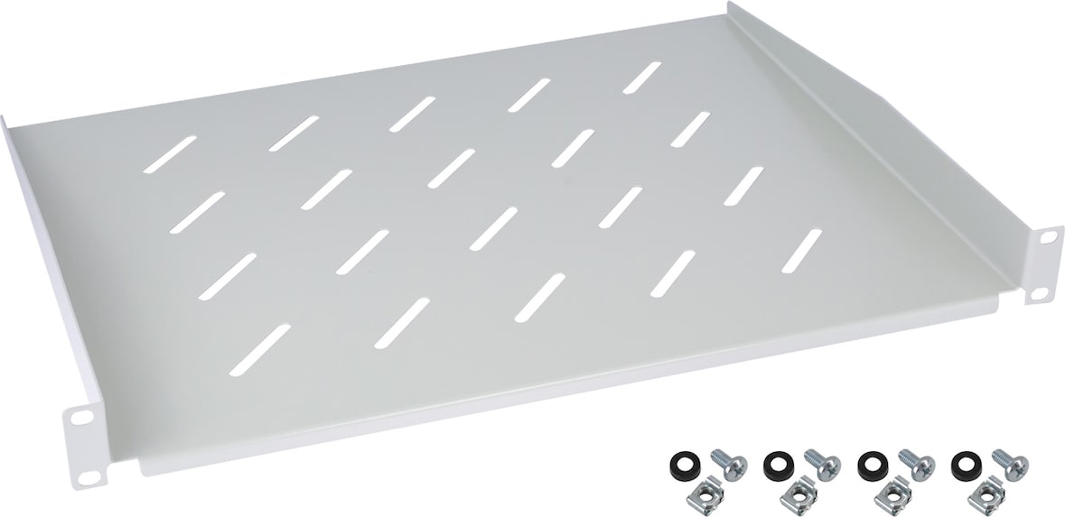 HMF 65499 Fachboden für Serverschrank | 19 Zoll | 1 HE | 350 mm Einbautiefe | Lichtgrau