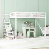 thumbnail of Merax Hochbett 140x200 mit Sicherheitsleiter, Etagenbett aus Massivholz mit Lattenrost geeignet Erwachsene weiß