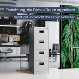 thumbnail of Hängeregisterschrank abschließbar TION - 4 Schubladen mit Schloss | Aktenschrank Büroschrank aus Stahl Metallschrank, 132x46x62cm Grau