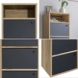 thumbnail of Scarpiera Salvaspazio 4 Ante Mobile da Ingresso Armadio Multiuso cm 42x33x118 Moderna Rovere e Nero