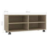 thumbnail of vidaXL TV-Schrank mit Rollen Sonoma-Eiche 90x35x35 cm Holzwerkstoff