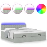 thumbnail of vidaXL Ottoman-Bett mit Matratzen & LEDs Hellgrau 160x200 cm Samt