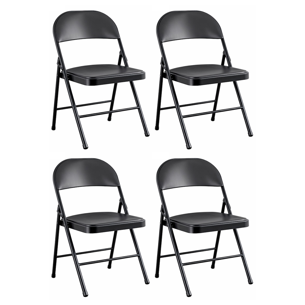 Pack 4 Sillas Negras Plegables Premium Asiento y Respaldo Acolchado en Polipiel PU (78x45x45 cm)