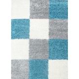 thumbnail of Hochflorteppich Shaggy Kariert Weich Flauschig Waschbar Strapazierfähig Schlafzimmer Esszimmer Türkis 120x170 cm – RHEIN von Kadima Design