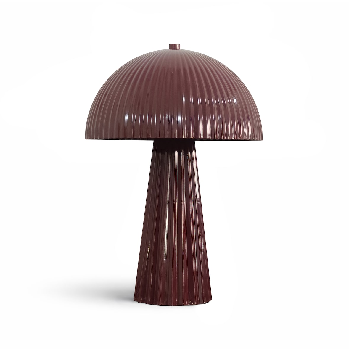 Now's Home - Lampe à poser en métal strié lie de vin brillan 25x25x36cm thalia