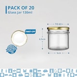 thumbnail of Lote de 20 tarros de vidrio vacíos 130 ml con tapa dorada - Para mermeladas, miel, conservas y yogur