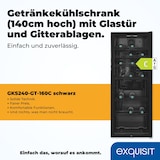 thumbnail of Exquisit Glastürkühlschrank GKS240-GT-160C schwarz | Nutzinhalt: 237 L | Türschloss | 6 Gitterablagen | Umluftventilator | Standgerät