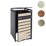 thumbnail of XL 1er/2er-Mülltonnenverkleidung | HxBxT 117x73x98cm | Metall 36kg Anthrazit | Buche-Holzoptik Hellbraun | Mülltonnenbox