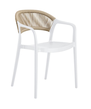 METRO PROFESSIONAL Cadeira de exterior empilhável Laveria, plástico, com braços ,design de corda, branco