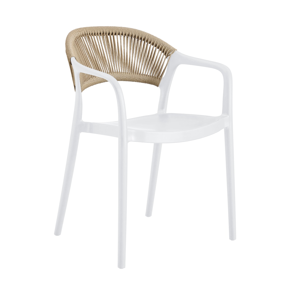 METRO PROFESSIONAL Cadeira de exterior empilhável Laveria, plástico, com braços ,design de corda, branco