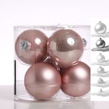 thumbnail of Christbaumkugeln Weihnachtskugeln Glas 8cm glänzend matt rosa 6 Stück