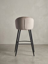 thumbnail of Barhocker Samt Beige Hocker mit Lehne 56x102,5x52,5 cm, Küchenhocker Skandinavisch Stoff / Metall 110 kg, Design Barstuhl Tresenhocker, Bistrohocker