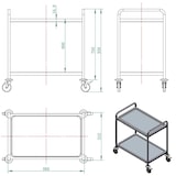 thumbnail of Carro de servicio 2 bandejas, acero inoxidable, plata, 86 x 54 x 93 cm (An x Pr x Al) EASYLINE 10067 Vaiotec