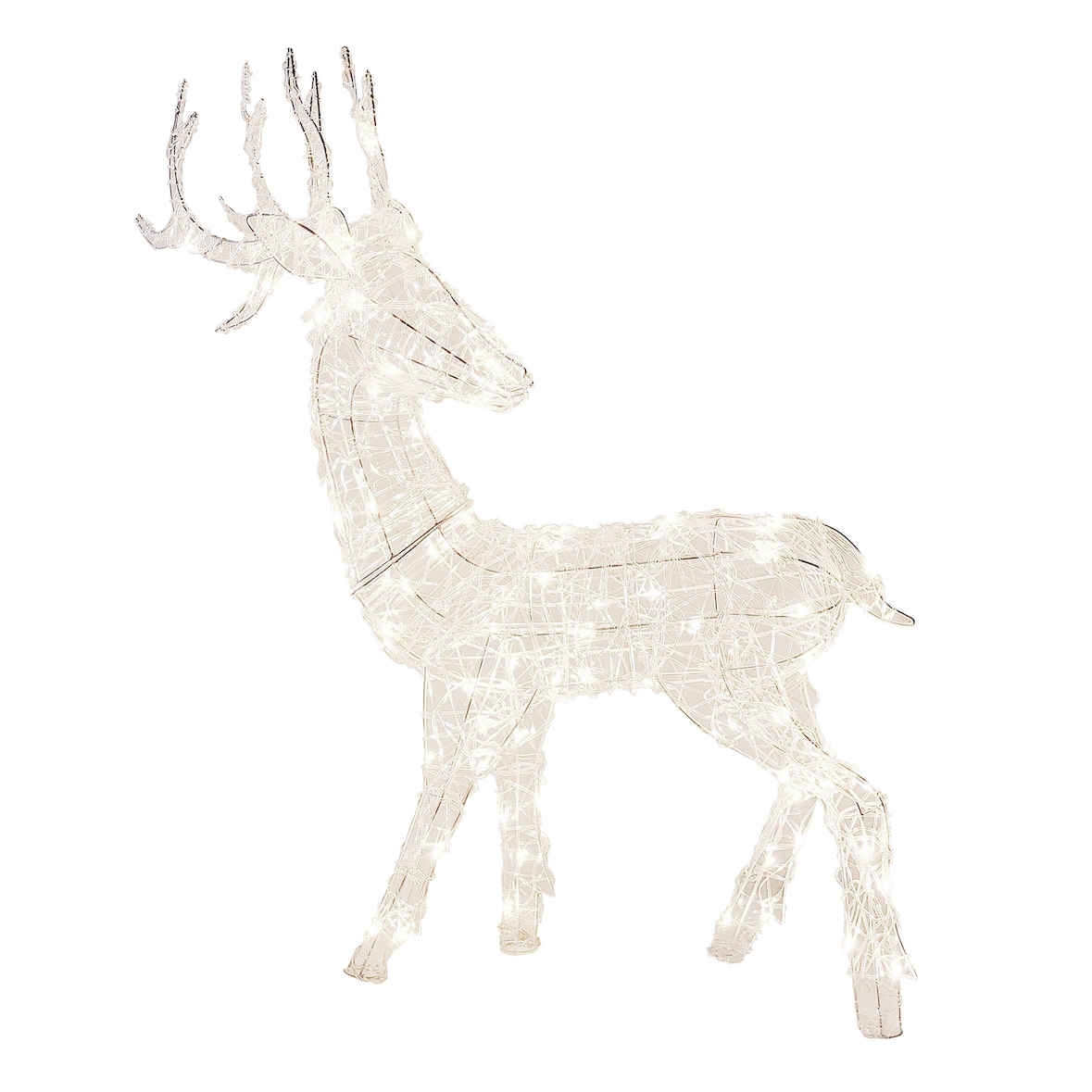 Cervo Luminoso in acrilico con struttura in metallo77x65cm,100 LED bianco caldi/10% flash bianco freddo.Per ambienti interni ed esterni.