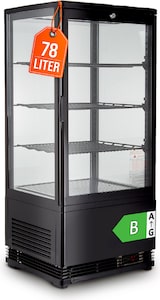 thumbnail of GastroHero Kühlvitrine ECO – 78 Liter, schwarz, mit LED-Beleuchtung und 3 höhenverstellbaren Rosten, energiesparend, ideal für Gastronomie & Verkauf