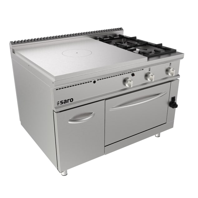 Saro gasoven met kookplaat, 2 branders en deur, model Lq / Tpg6Lo