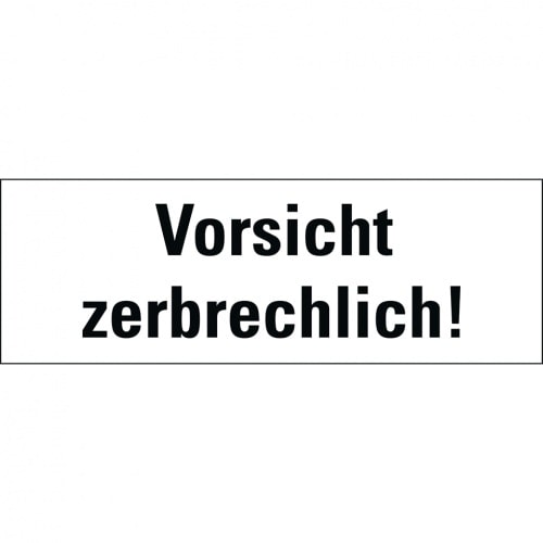Aufkleber I Hinweisetikett Vorsicht, zerbrechlich!, weiß, Haftpapier, permanent, 147x50mm, 250/Rolle