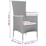 thumbnail of vidaXL 9-tlg. Garten-Essgruppe mit Kissen Grau Poly Rattan
