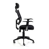 thumbnail of Oreste Luchetta Poltrona YEKOO nera con poggiatesta, tessuto traforato, base a ruote e schienale oscillante